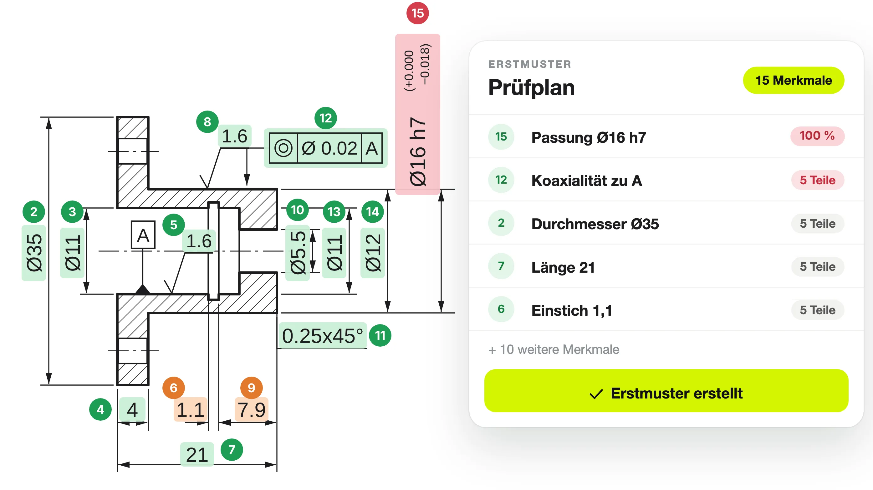 Erstmuster-Prüfplan aus der Zeichnung erstellt