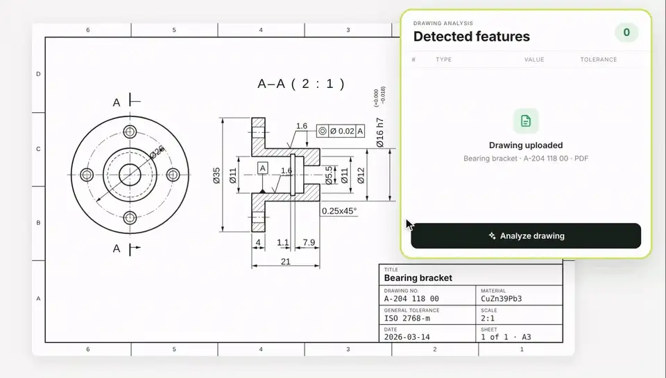 Drevise drawing analysis: detected features