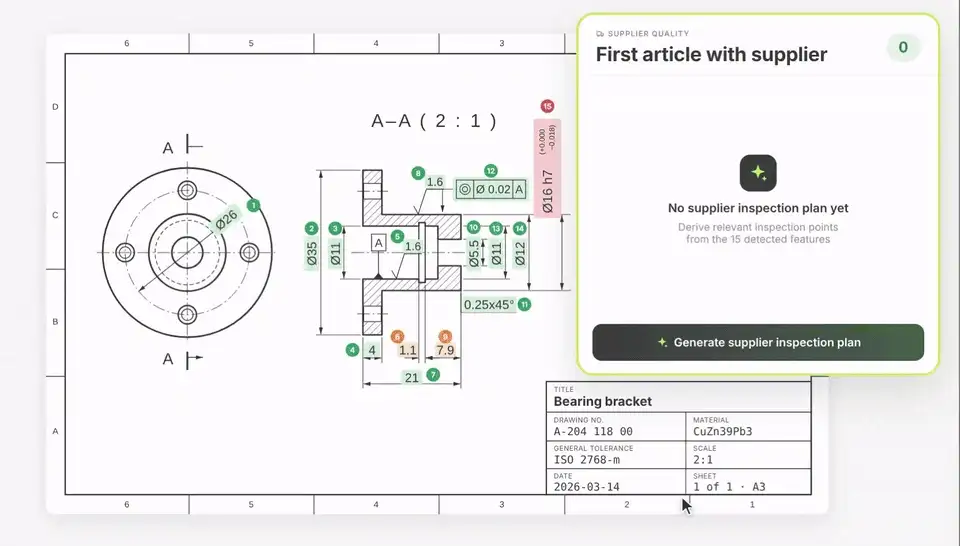 Drevise supplier quality: first article with supplier